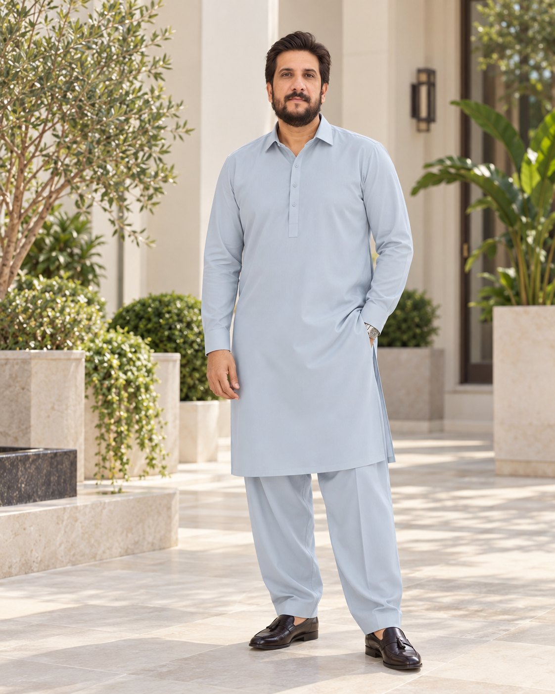 Light blue Pakistani shalwar kameez